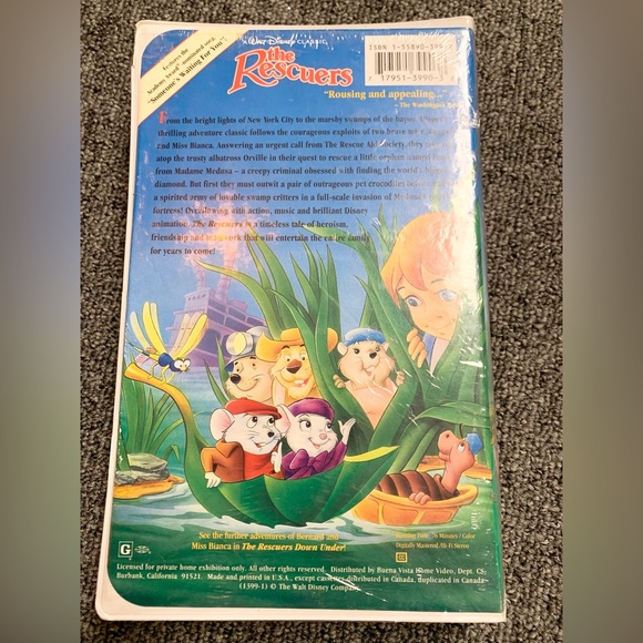 Walt Disney The Rescuers VHS Video - Picture 2 of 3